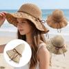 Handmade Woven Straw Hat Women's Summer UV Protection Beach Sun Bucket Cap Outdoor Sun Hat