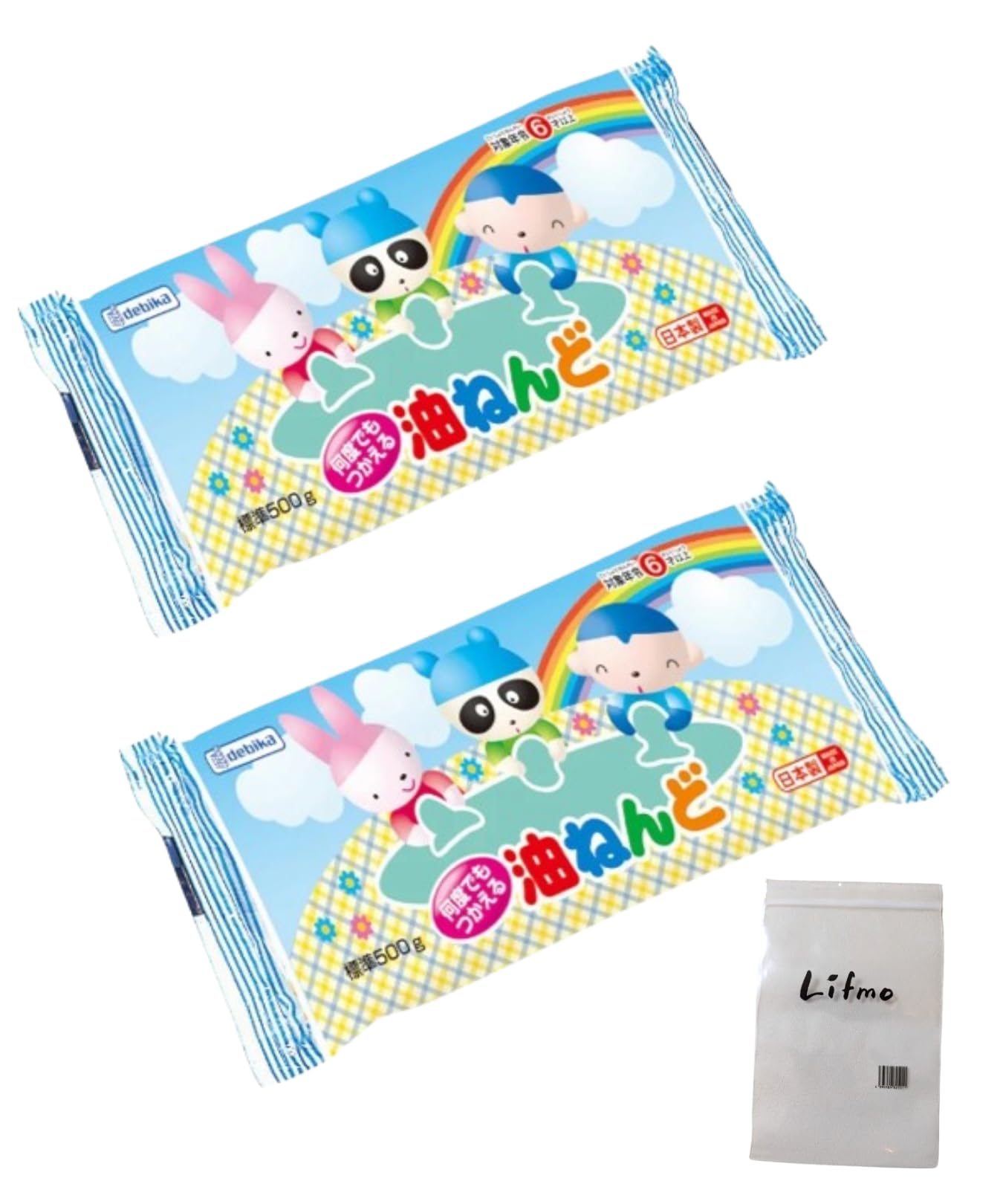 

(Bulk Purchase) Devika Oil Clay 1kg (2 x 500g bags) Made in Japan, Safety Standards, ST Mark, Art and Craft Toys, Lifmo Storage Bag Set