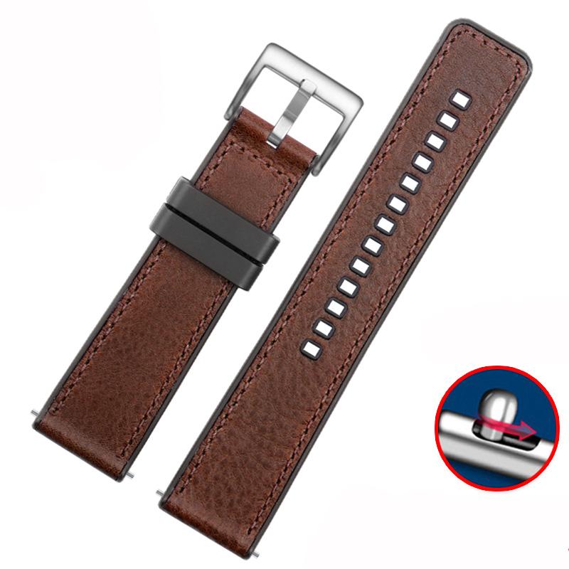 Vintage Italian Leather Watch Band For Seiko Tudor Casio Waterproof Silicone Rubber Bottom Chain Strap Bracelet 20mm  22mm 24mm