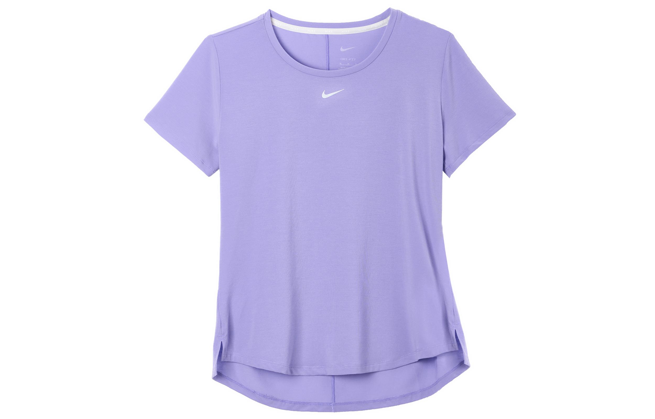 Nike T Shirts Women s Light Purple Crew Neck Moderate Straight Fit DD0619-567 S