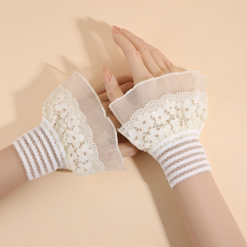 

Lace Ruffled Wrist Fake Cuff Comfortable Lace Cuff Fashion Fake Sleeves Cuffs Wedding Style 2