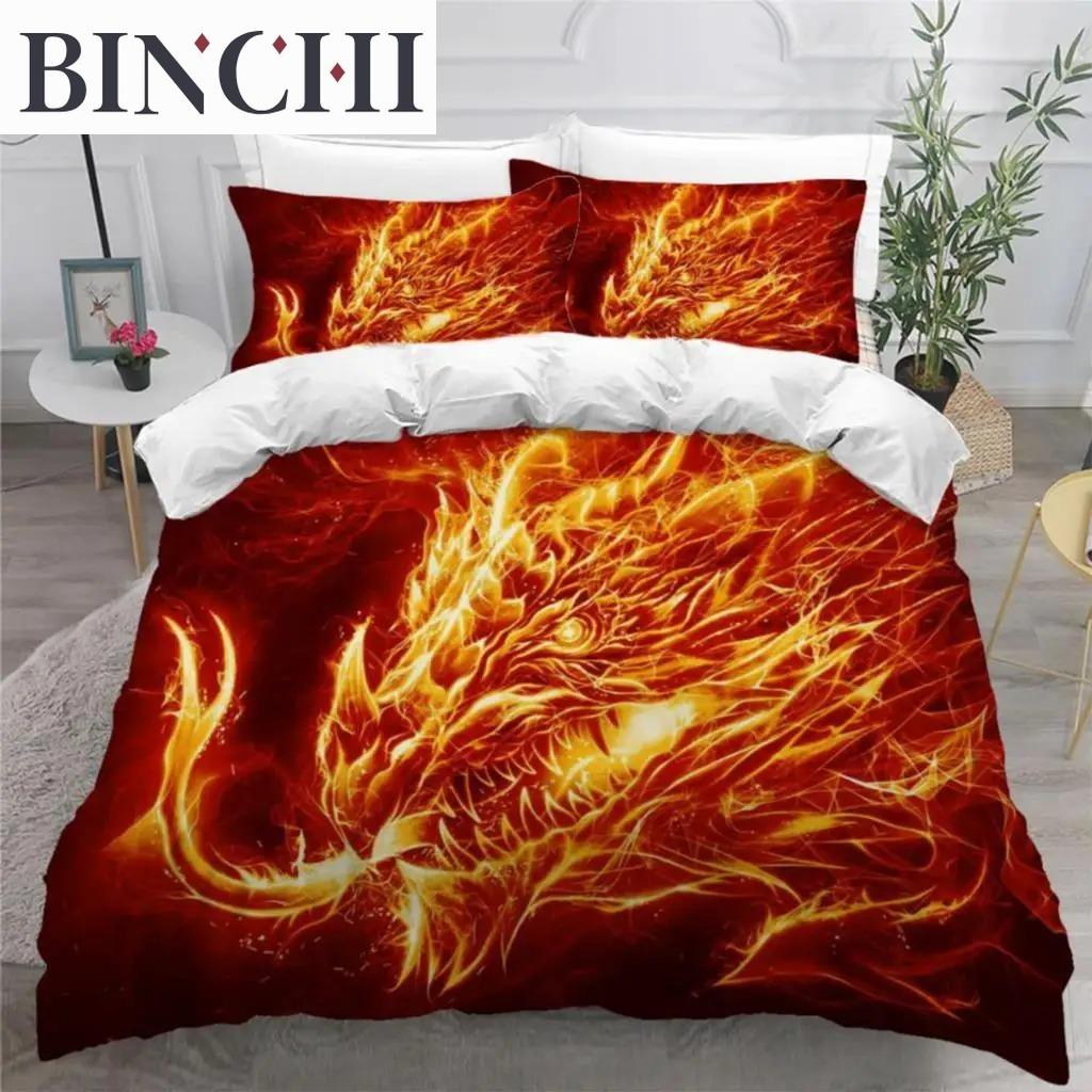 Colorful Flame Duvet Cover 3D Cool Fire Bedding Set for Kids Girls Soft Microfiber Quilt Cover with Zipper Closure