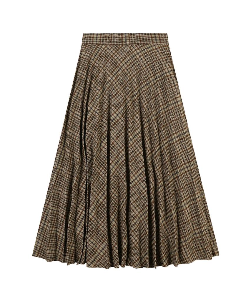 ECOLEDEPARIS Check Pleated Long Skirt_Zb2Zwsb060Z
