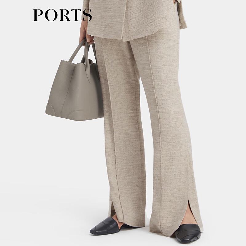 PORTS Women's Grey Marl Wide-Leg Trousers