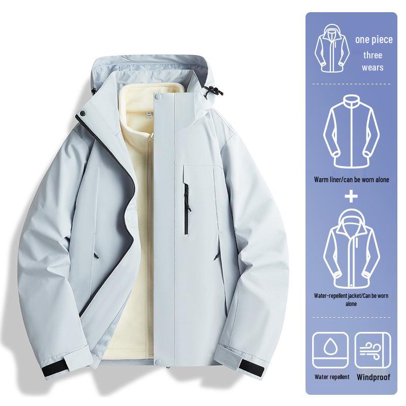 2024 Unisex Outdoor Windproof & Waterproof Jacket with Detachable Liner for Travel, Hiking, & Mountaineering