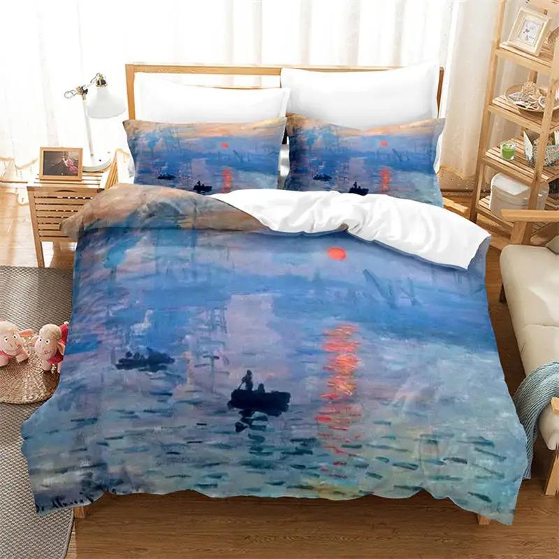 Art Printing Down Quilt Set Nordic Style Bedding Set Quilt Set Three-Piece Set