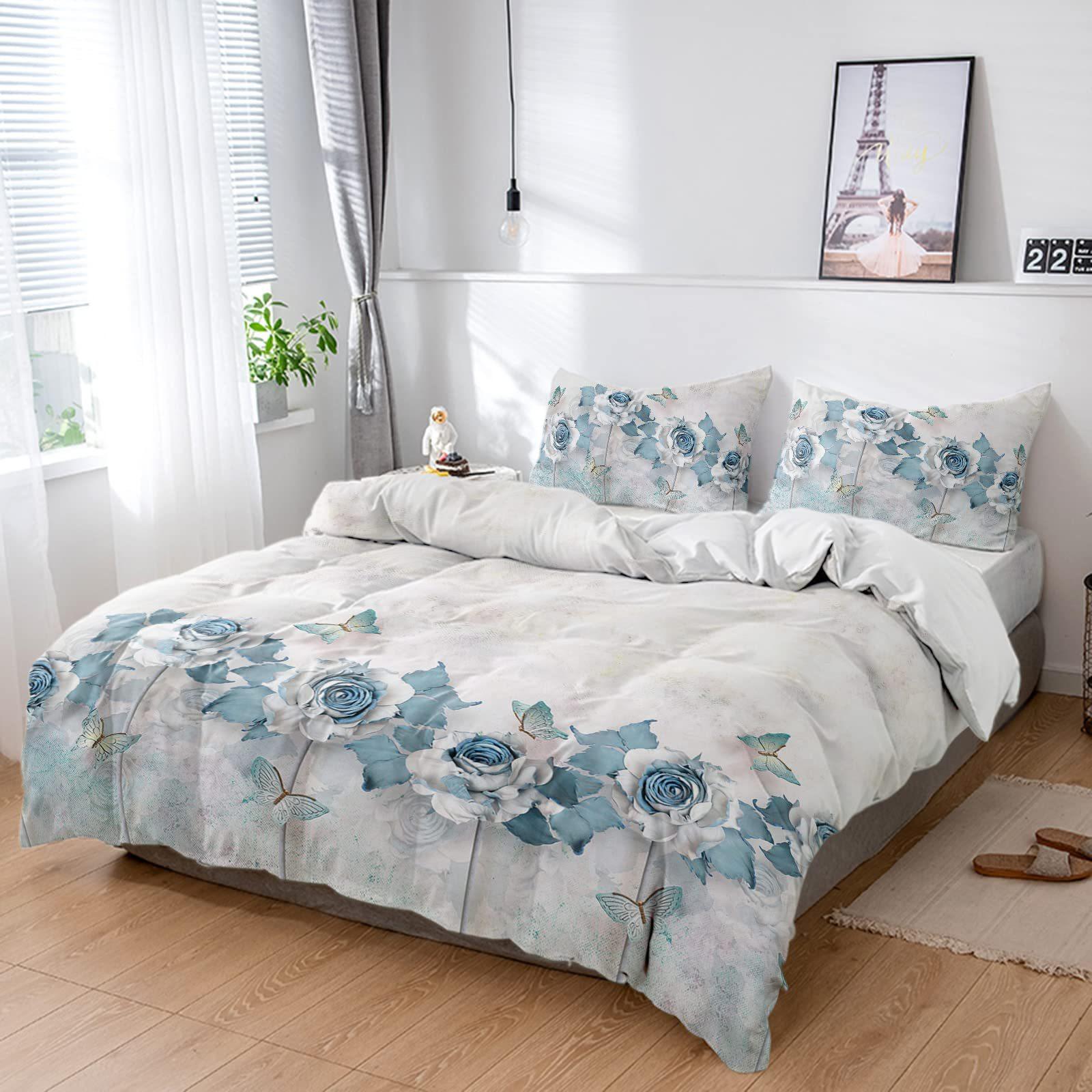 

Винтажное белое цветочное постельное белье Набор из трех предметов Пододеяльник EU single 135*200