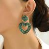 New Creative Design Heart Rhinestone Female Wedding Party Jewelry Luxury Elegant Romantic Dangle Drop Earrings For Women Gift