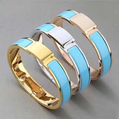 Fashion Trend 12mm Gold Plated 18K Bracelet Titanium Steel Color Enamel Bracelet 2026