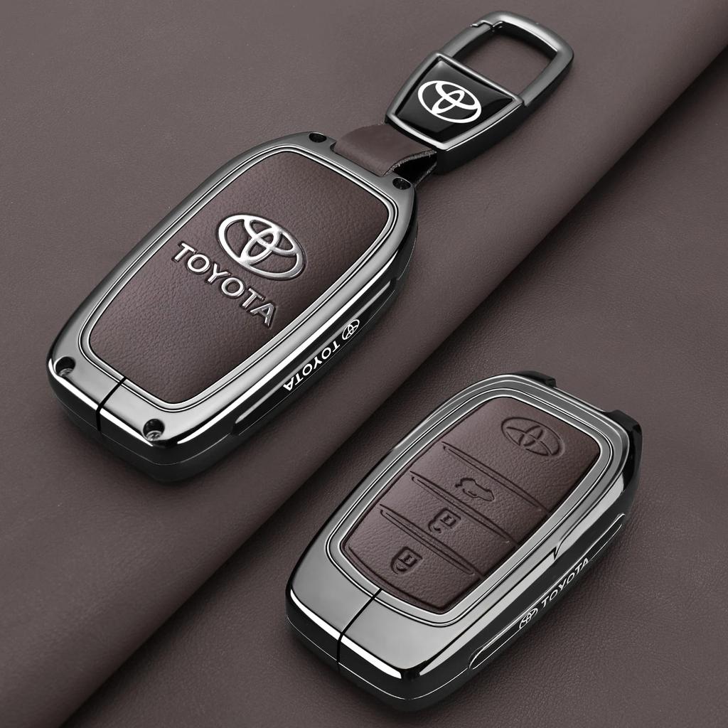 Leather Zinc Alloy Car Key Case for Toyota Corolla Hybrid 2021 Rav4 Land Cruiser Prado Camry Highlander Prius C-HR 2018+