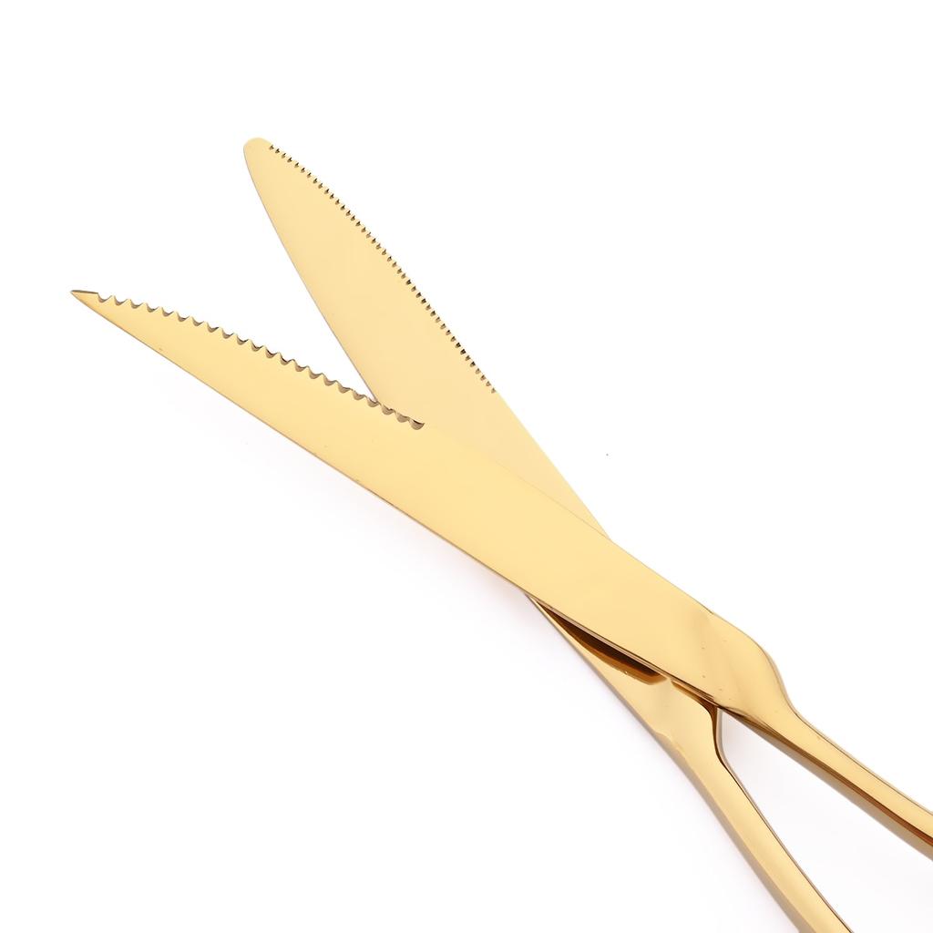 7Pcs Gold Dinnerware Set High Quality Stainless Steel Cutlery Set Knife Fork Tea Spoon Tableware Set Home Kitchen Dinner Silverware Set