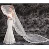 Womens Short Fingertip Length 1 Tier Lace Edge Wedding Bridal Veil Bride Tulle Hair Accessories Without Metal Comb