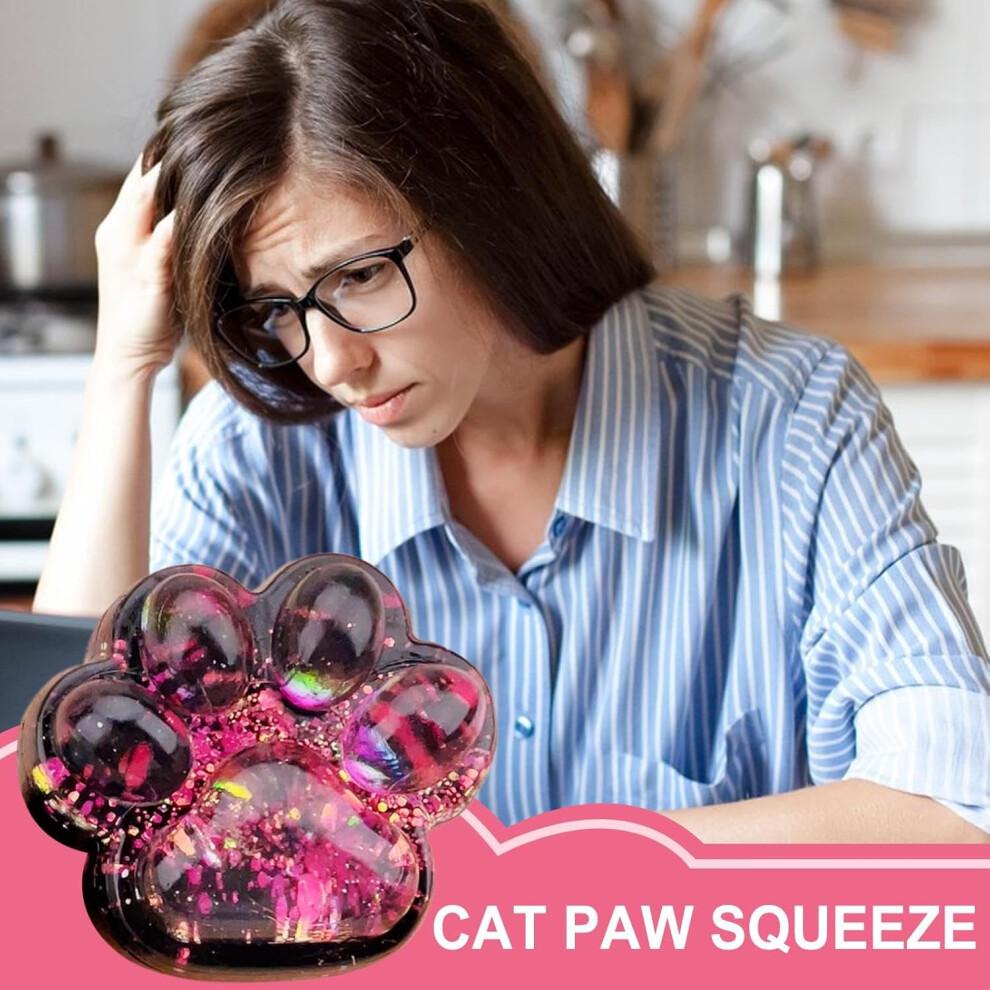 Squeeze Toy for Children, Cat Paw Squishy Cat Paws Squeeze Toy, Sensory Cat Paw Squeeze Toy, Cute Squishy Cat Paws Toy for Children Adults Pink