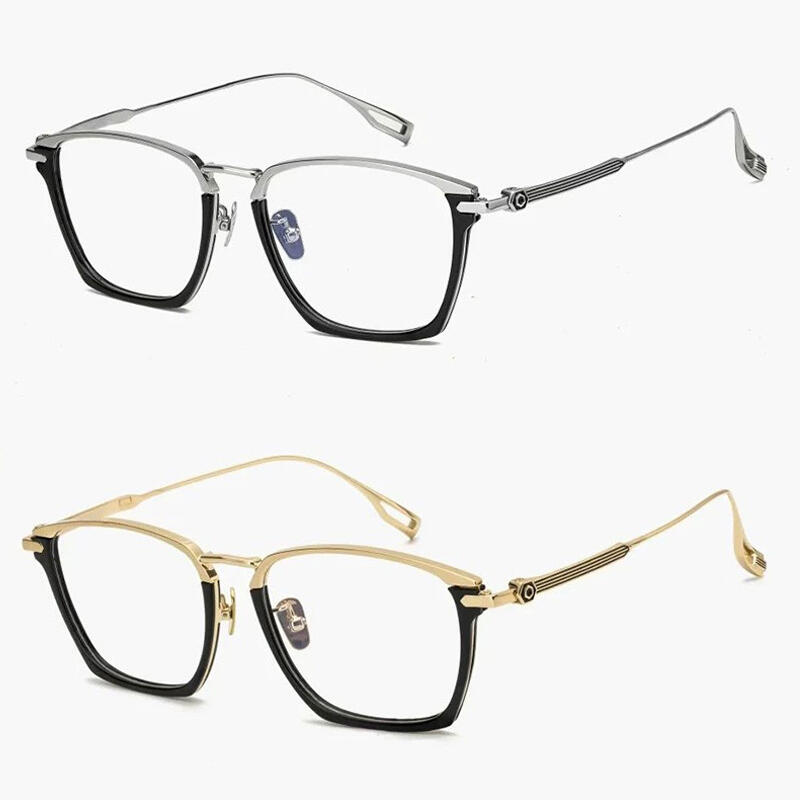 

Geek Chic Rimless Semi-Rimless Horn-Rimmed Titanium Glasses Frame RT272 Black Gold