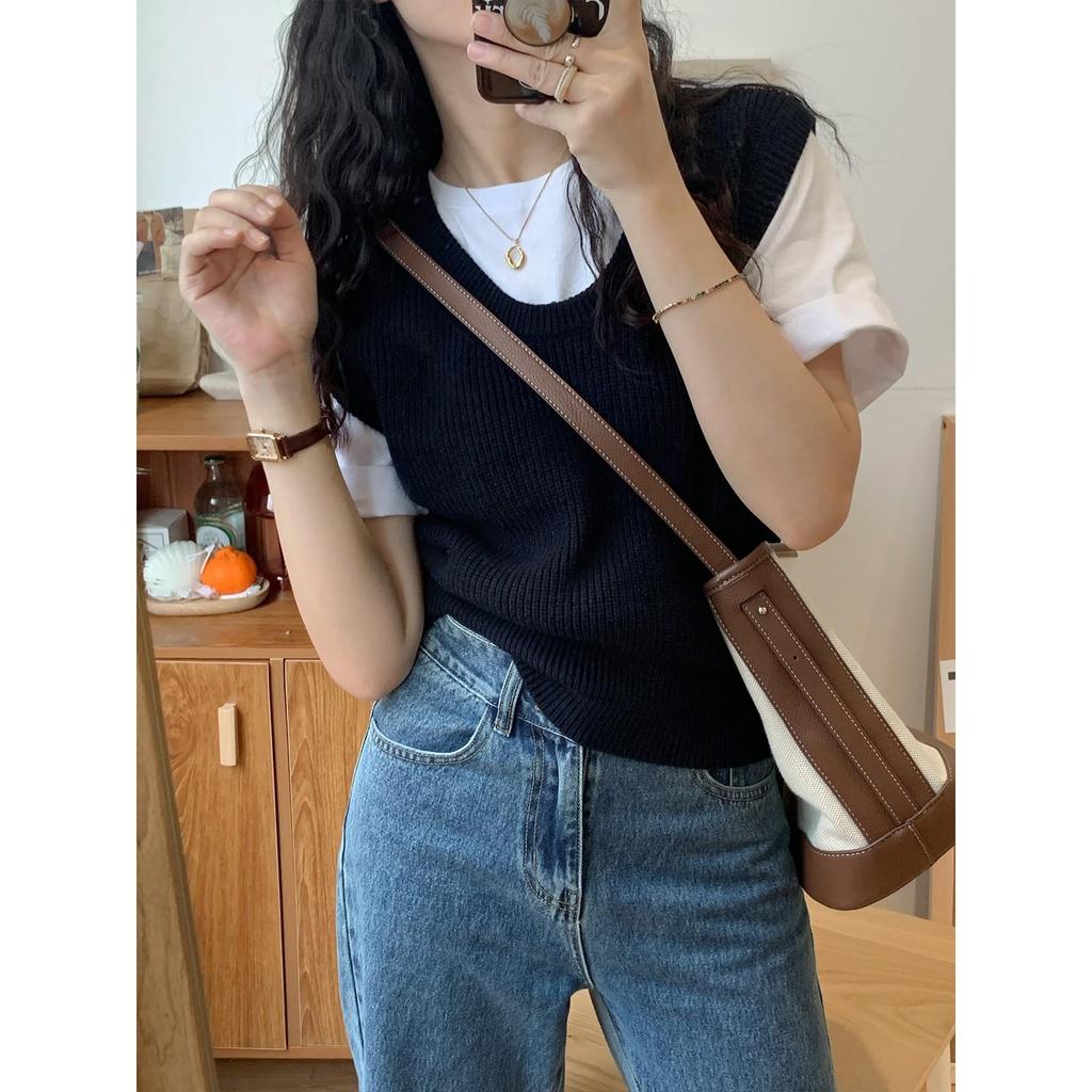 2024 Early Autumn Petite Loose Knit Vest - Versatile Round Neck Tank Top