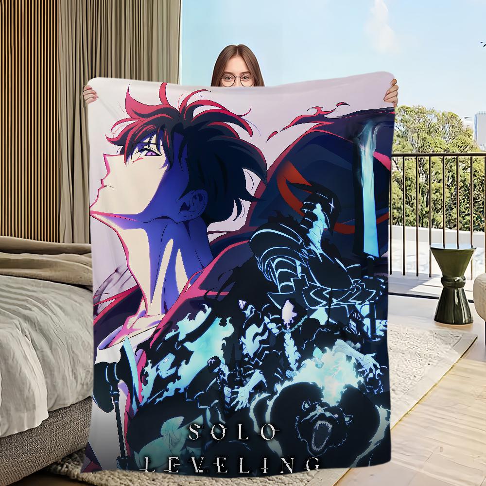 Hot Korean Anime S-Solo L-Leveling 2 Flannel Warm Comfort Soft Plush Blanket for Sofa Living Room Office Bedroom Travel Gift