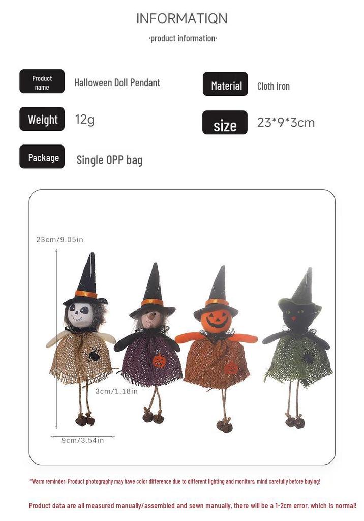 Cartoon Burlap Elf Pumpkin Doll Pendant for Halloween Decorations and Scene Dressing