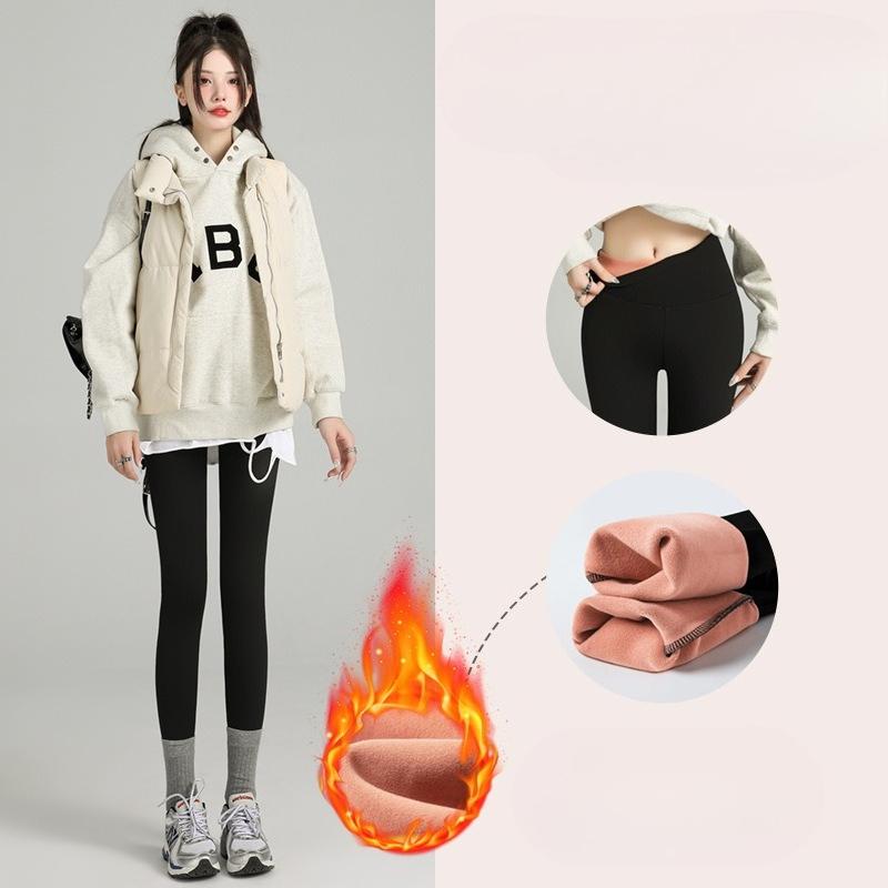 Shark Skin Pants Fleece Lined Women Winter Pink Plush Barbie Pants No Sag Outdoor Wear Thick Tight Warm Ankle Leggings