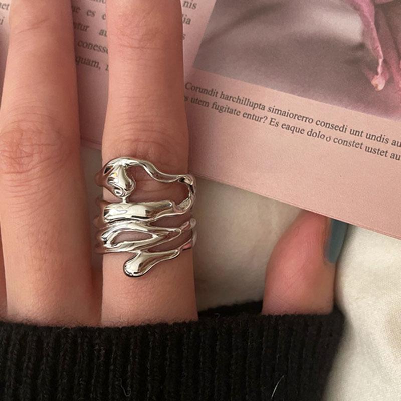 Foxanry Copper Color Rings For Women New Trend Creative Simple Hollow Curve Jewelry Vintage Elegant Party Birthday Gifts