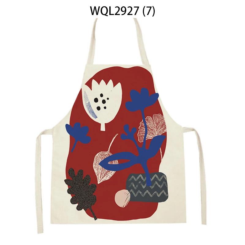 Abstract Plants Kitchen Aprons Home Cooking Sleeveless Aprons Baking Accessories Flowers Pattern Waist Bibs Antifouling Apron