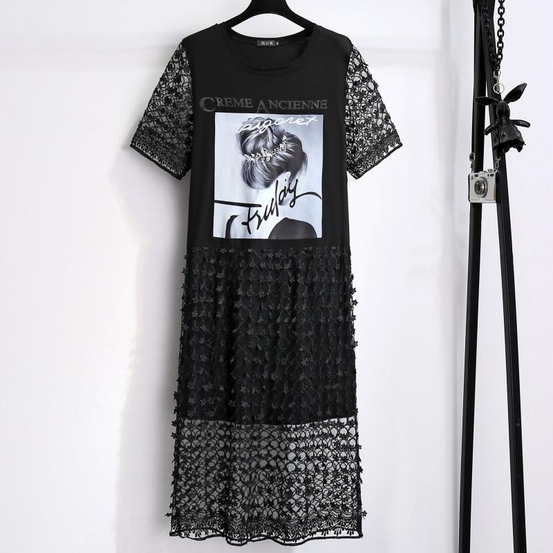 

Плюс Размер Женщин Новое Модное Кружевное Утягивающее Платье Средней Длины 4XL