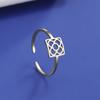Lucktune Square Geometric Flower Rings Women Stainless Steel Barcelona Flower Symbol Adjustable Ring Trendy Jewerly Wedding Gift