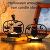 Halloween Candle Holders Candlestick Decorations with Ghostly Spiderweb Bat Hollowed Iron Tealight Stand Party Decors