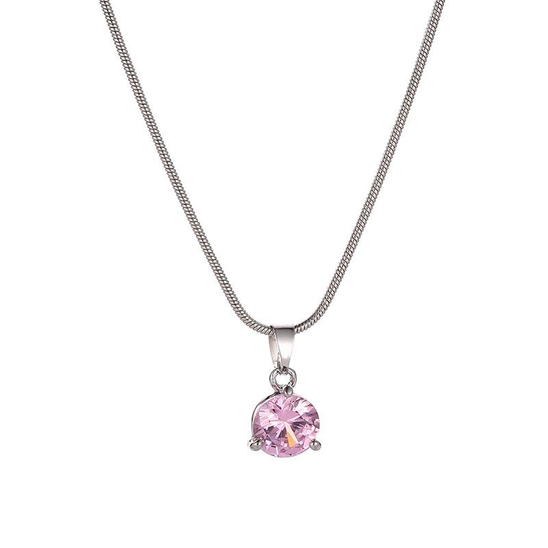 New Best-selling Fashion Jewelry Necklace Earrings Two-piece Round Multicolor Zircon Pendant Set.
