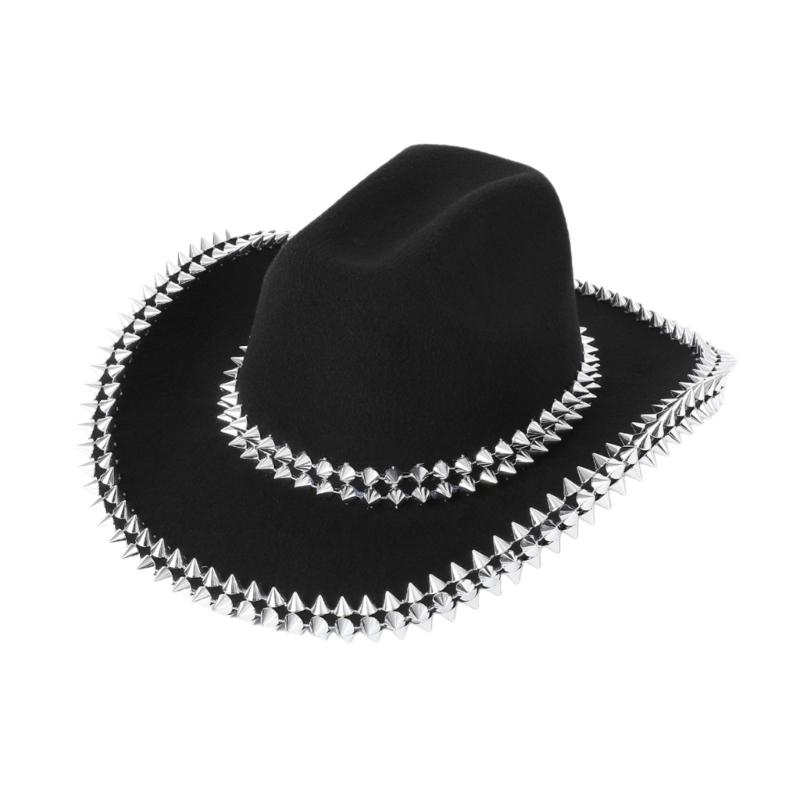 

Heavy Rivets Cowboy Hats Studded Hat for Disco House Cocktails Parties Vacation Sparkly Studded for Comedian чорний