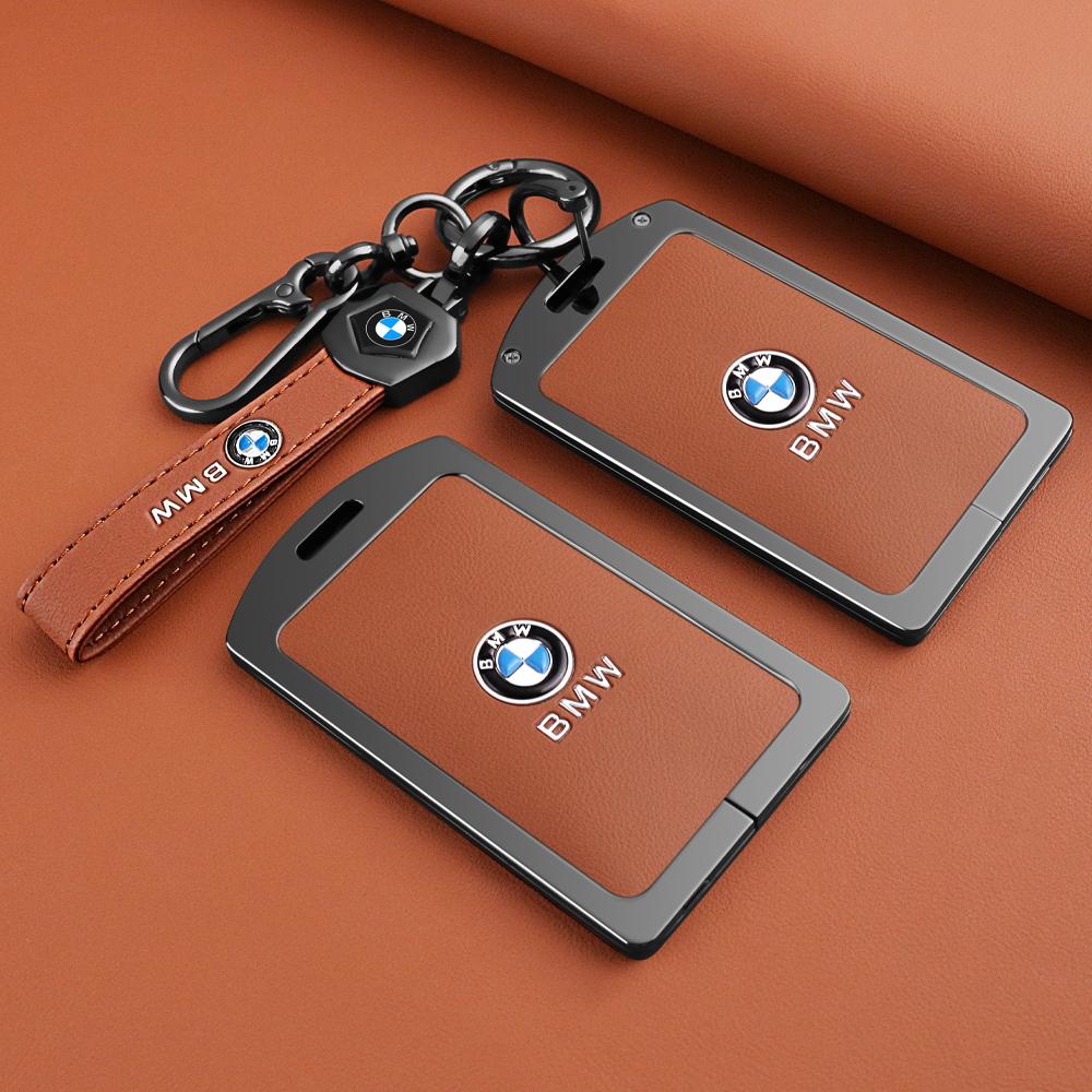 Zinc Alloy Leather Key Case Shell Buckle Car Key Cover Fit For BMW 1 3 5 7 Series X1 X3 X5 X6 X7 535le Auto Keychain Accessories