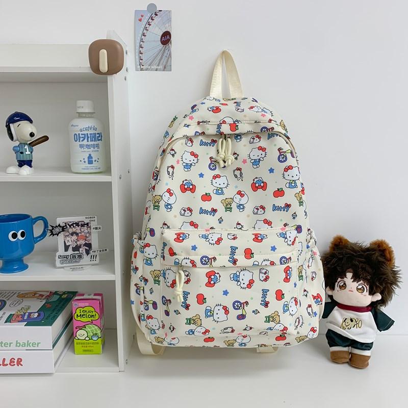 New Casual Backpack Korean Style Ins Simple Backpack Cute Printed Girl Large Capacity Lightweight Student Schoolbag