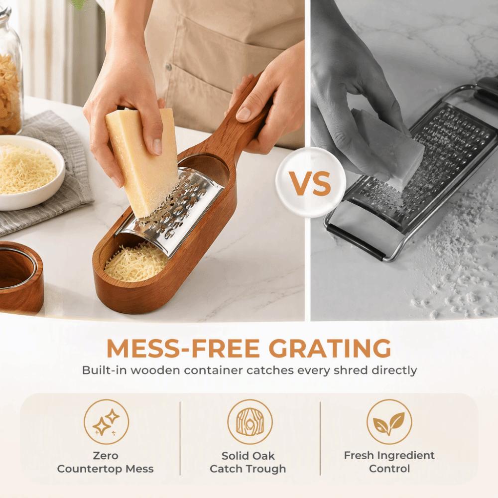 Stainless Steel Wood Cheese Shredder Silver Brown Grater Box Practical Cheese Grater  Kitchen