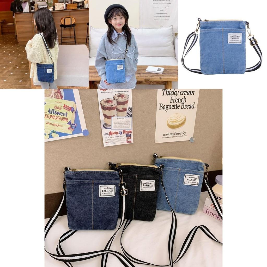 Fashionable Denim Baby Backpack Stylish Letter Design Unisex Shoulder Bag For Kids