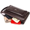 Comfortable Clutch for Men Made of Genuine Textured Leather with Crocodile Embossing CANPELLINI 21561 Brown