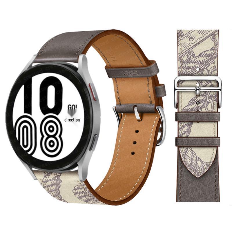 Hermes Leather Strap for 20/22mm Huawei GT, Samsung Galaxy, Garmin Venu