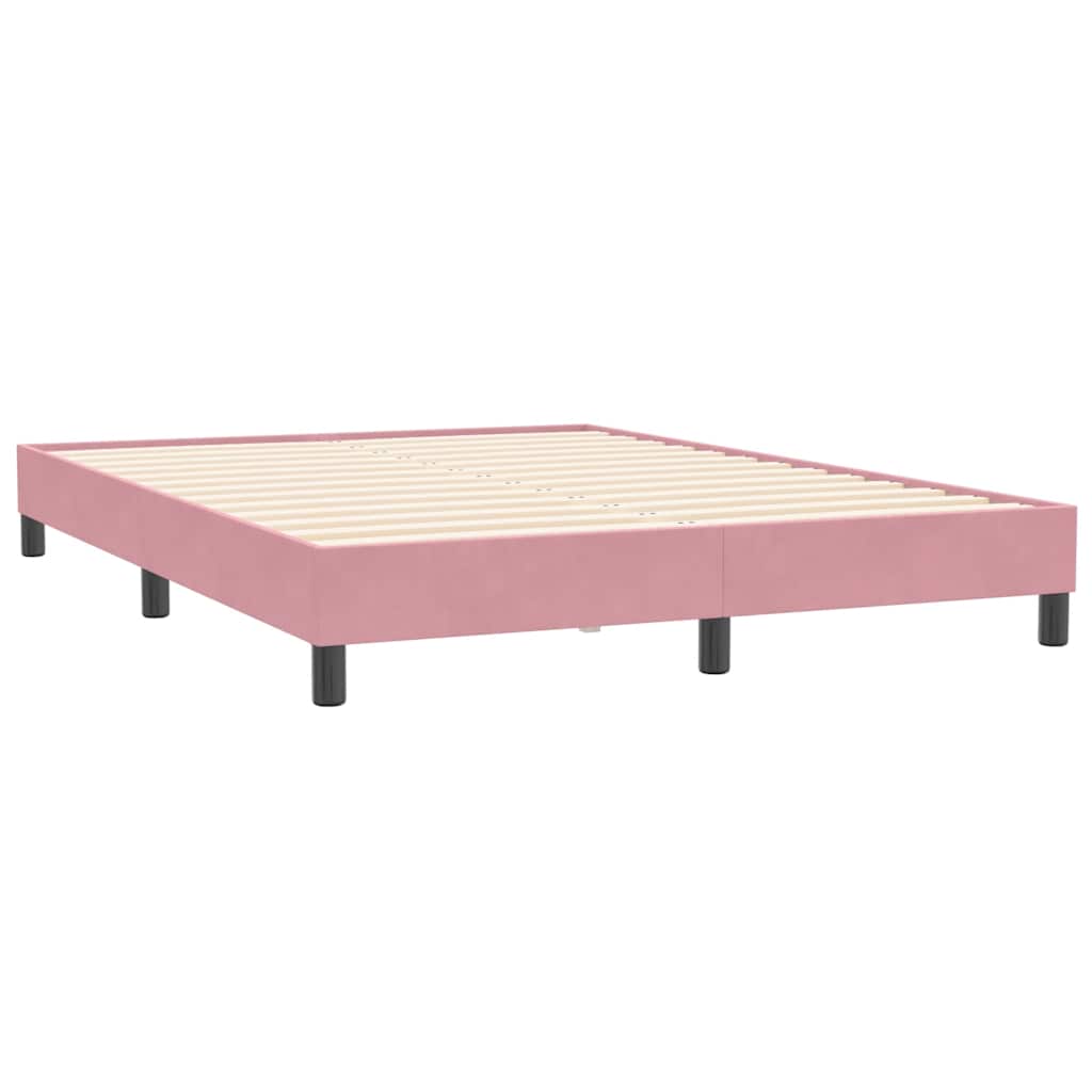 Box Spring Bed with Mattress Pink 140x210 cm Velvet