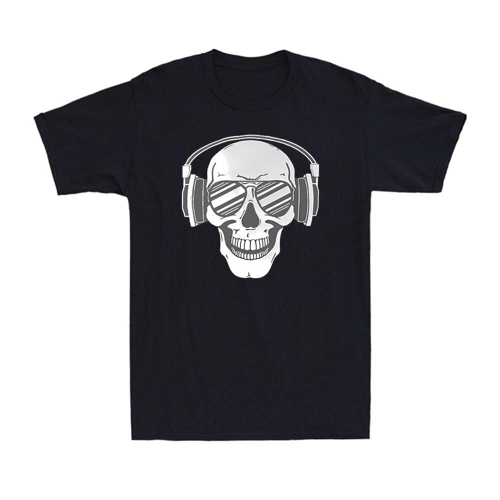 Headphones Skull Graphic Funny Glasses Vintage Men s T-Shirt T-shirt XXXL