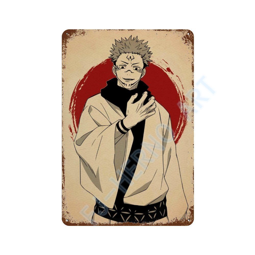 Japan Retro Anime Demon Slayer My Hero Academia Jujutsu Kaisen Metal Tin Sign Plaque Wall Art Home Kids Room Decorative Plates