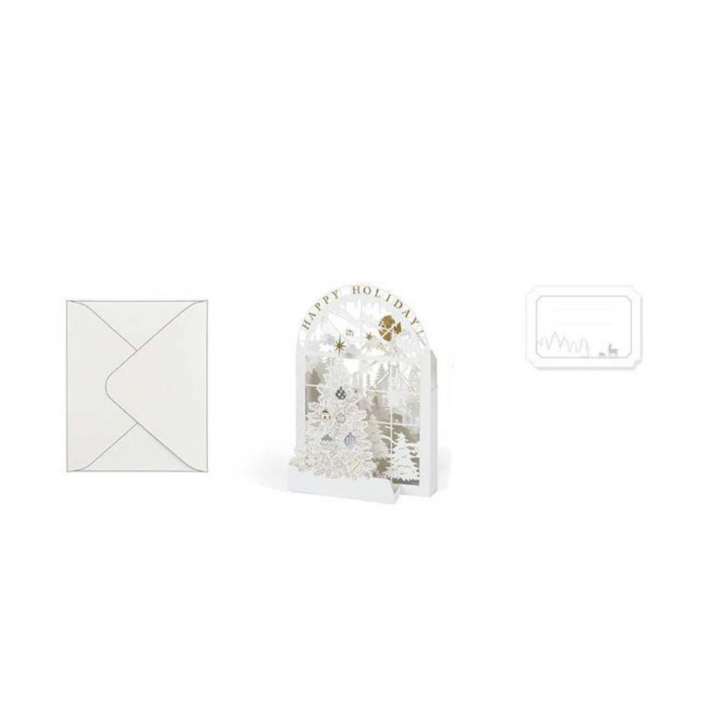 Laser Engraved Christmas 3D Greeting Card with Envelope and Postcard Thank You Letter  New Year