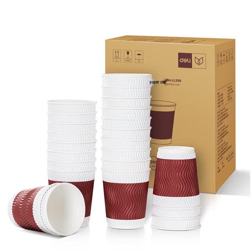 

Deli 280ml Red Corrugated Disposable Paper Cups