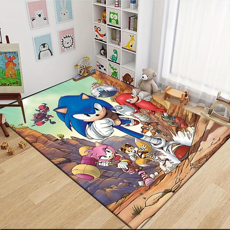 1Pc Sonic Adventure Team Sonic Carpet Rug Customizable Soft Washable Antislip Home Living Room Sofa Mats Personalized Rug 0917237