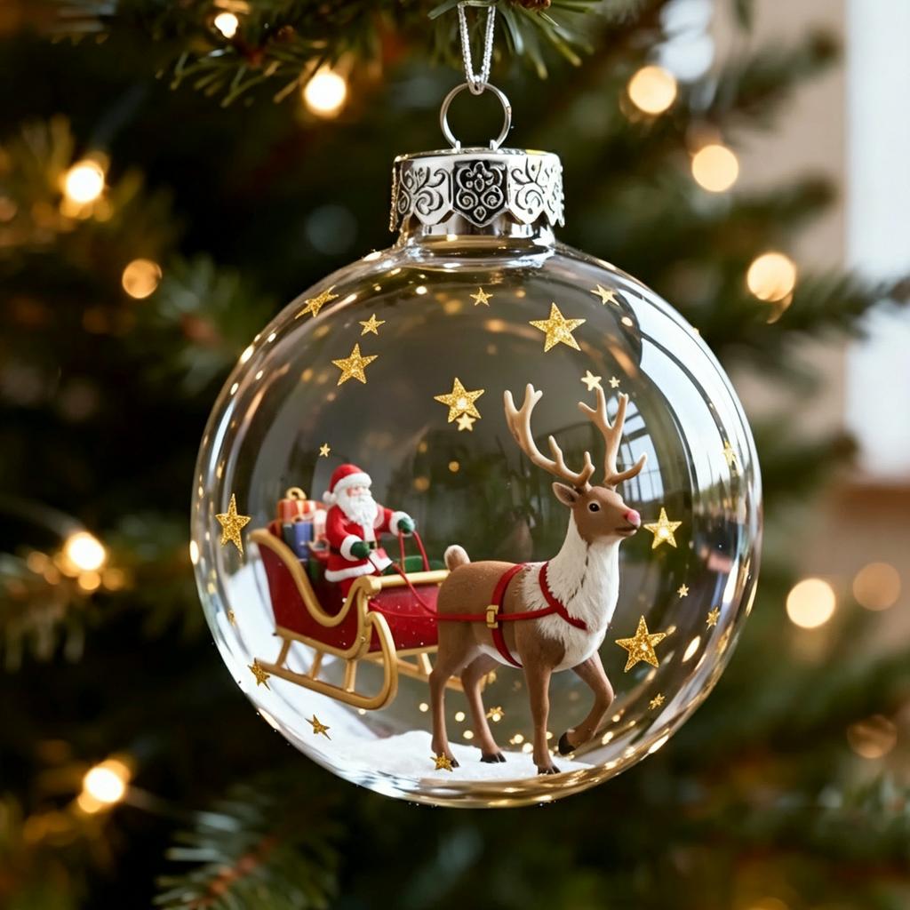Acrylic Christmas Transparent Ball Ornament for Holiday Tree Decor