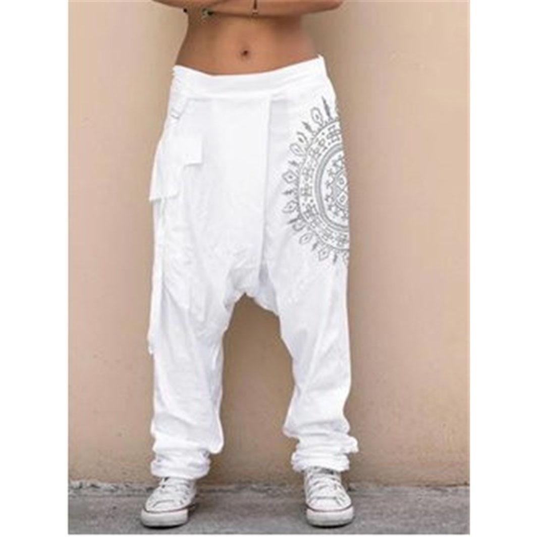 

Мужские широкие брюки-шаровары с модным принтом, большие размеры, повседневные, эластичный пояс, карманы, мягкие дышащие длинные брюки, мужская одежда XL