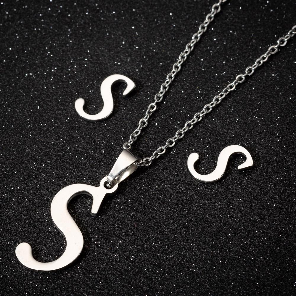 English Letter Necklace & Earring Set: Fashionable Jewelry for Women