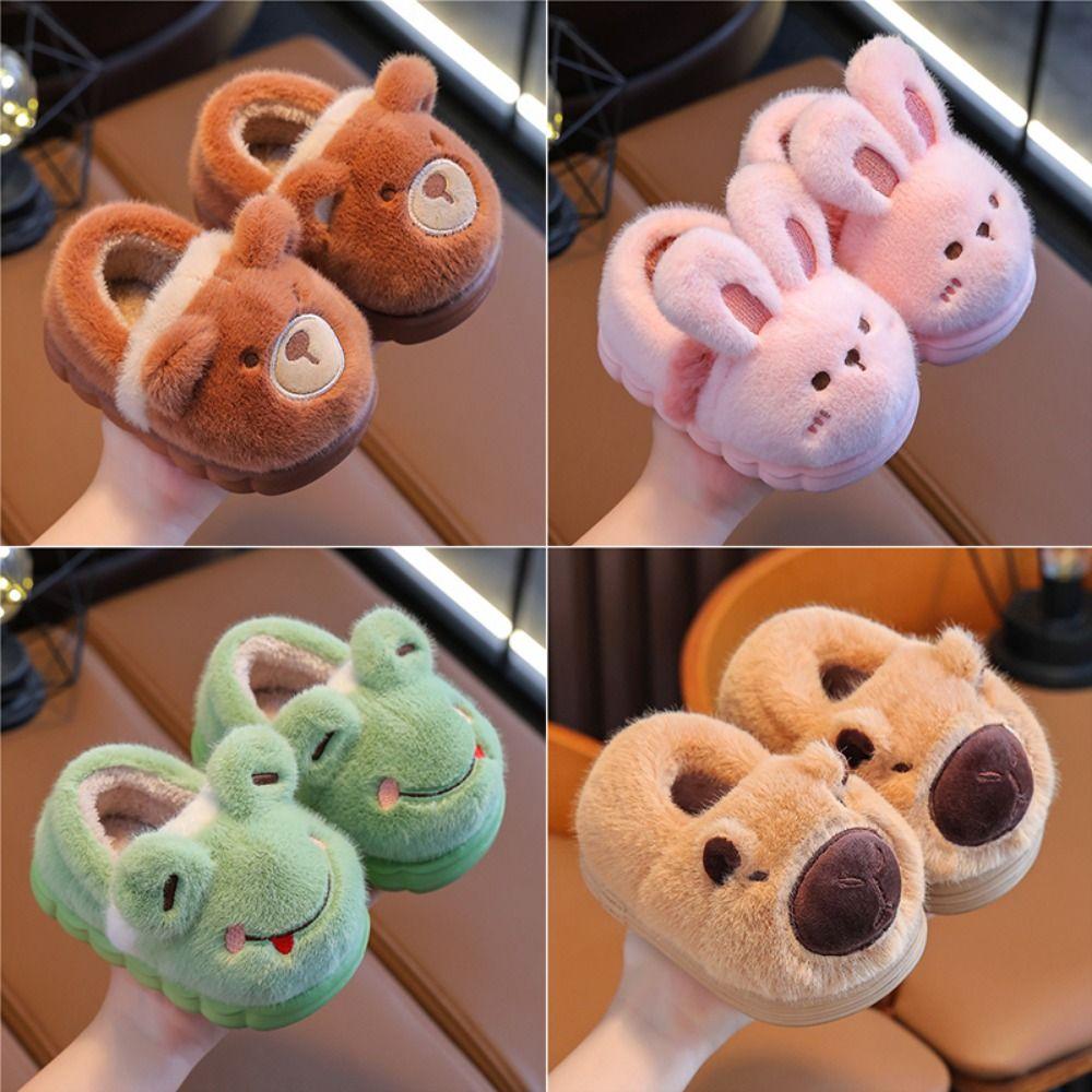 Thickened Children's Cotton Slippers Non Slip Kids Winter Warm Booties Kids Plush Shoes  Girls Boys