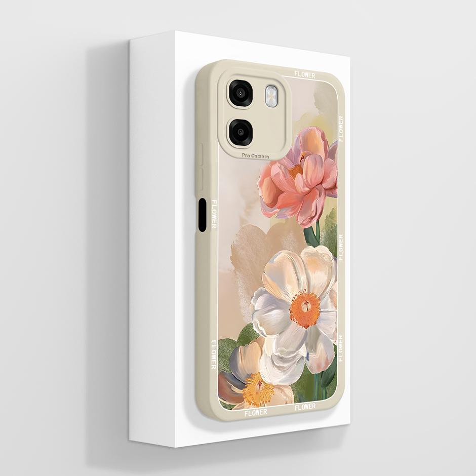 Cases For Oppo A6 A6x A6s 4G 5G Oil Painting Floral Liquid Silicone Shockproof Back Cover For OppoA6 A6x A6s Anti Scratch Fundas