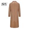 Button Breast Men Jacket Turn-down Collar Smooth Solid Color Faux Leather Windproof Streetwear Slim Fit Long Sleeve Trench Coat Fall