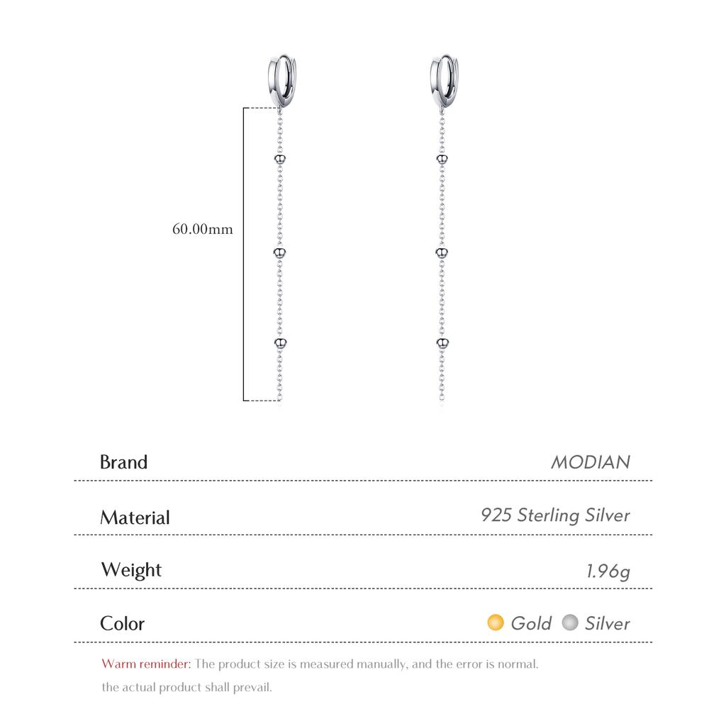Modian Exquisite Fashion Swing Long Tassel Drop Earring Real 925 Silver Charm Chain Dangle Earrings For Women Jewelry
