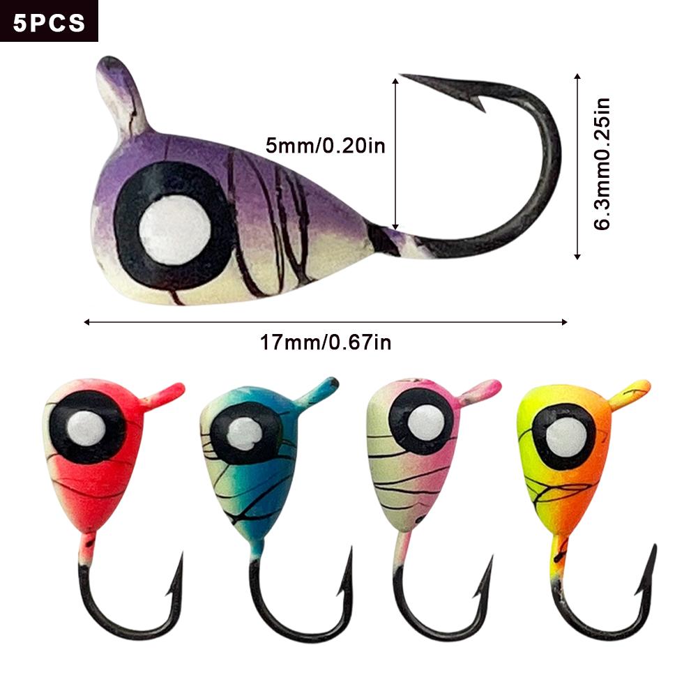 5PCS/Bag Lure Mini Ice Fishing Jigs Sharp Hook Tip with Strong Penetration Glow-in-the-Dark Jighead Hook Lure Fishing Tackle