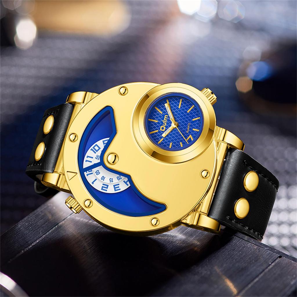 Large Analog Leather Waterproof Quartz Fashion Black Gift Men's Watch, Dial, Display, Strap Watch, Watch, - Birthday, Anniversary, Father's Day,